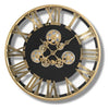 horloge engrenage tournant doree