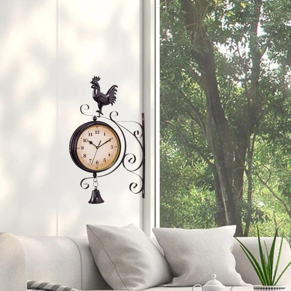 horloge de gare vintage chiffres arabes double face coq