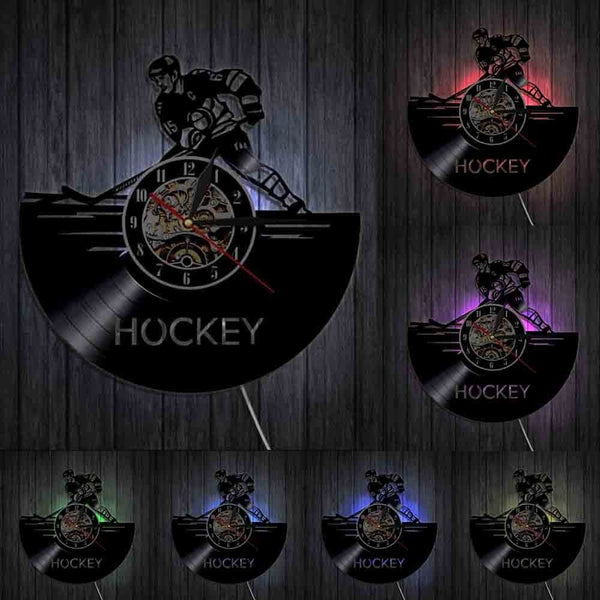 horloge vinyle hockey led