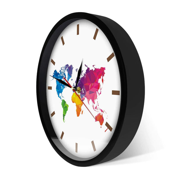 horloge carte du monde multicolore