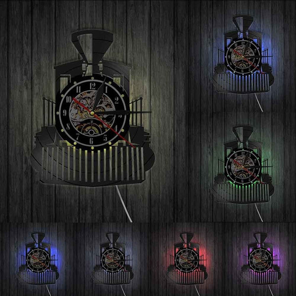 horloge vinyle train vintage led