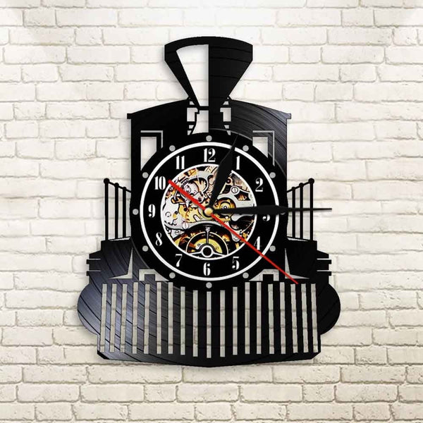 horloge vinyle train vintage led