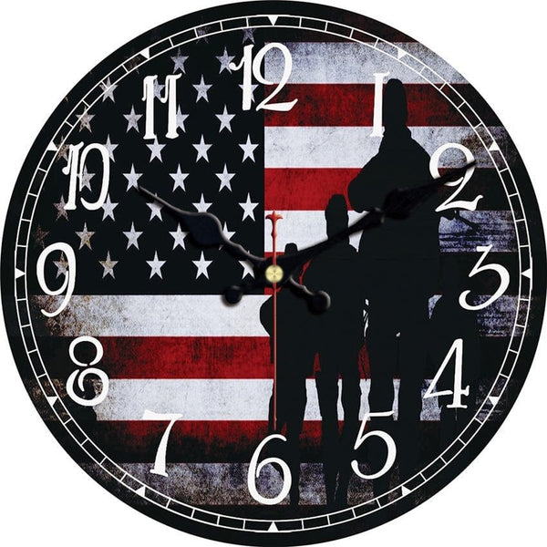 Horloge murale Vintage Drapeau USA Temps des Horloges