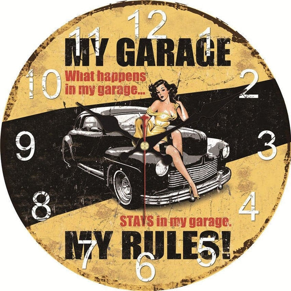Horloge murale Vintage Garage Ancien Temps des Horloges