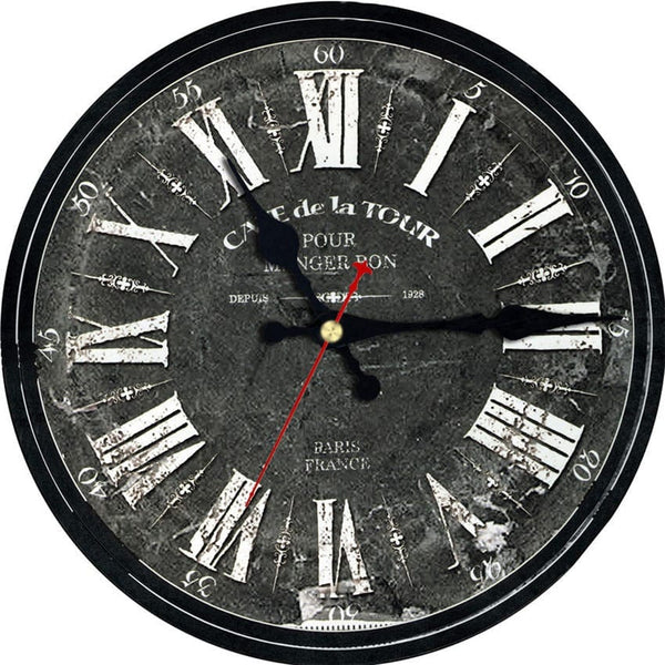 Horloge murale Vintage Noir Vieilli Temps des Horloges