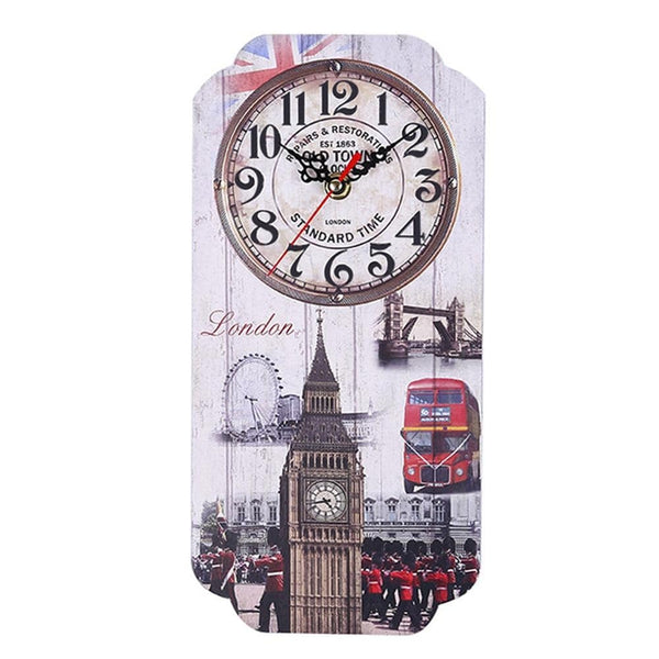 Horloge murale Vintage Rectangulaire Londres Temps des Horloges