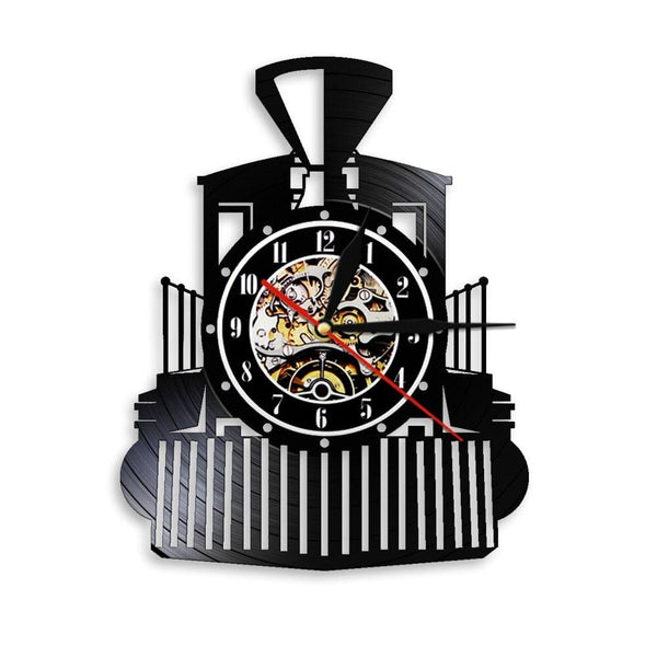 Horloge murale Vintage Train en Vinyle Temps des Horloges