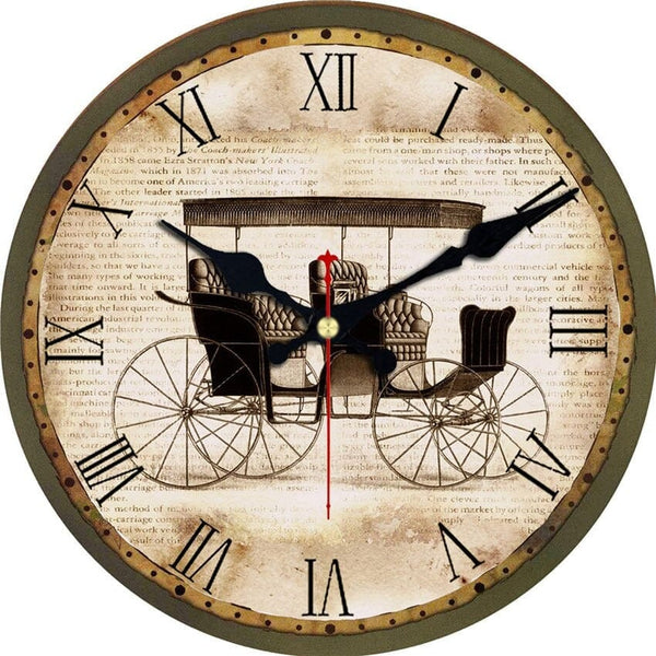 Horloge murale Vintage Voiture Hippomobile Temps des Horloges