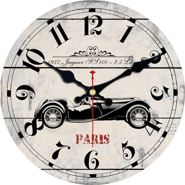 Horloge murale Vintage Voiture Rétro Temps des Horloges