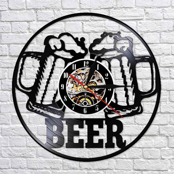 Horloge murale Vinyle Bière Temps des Horloges