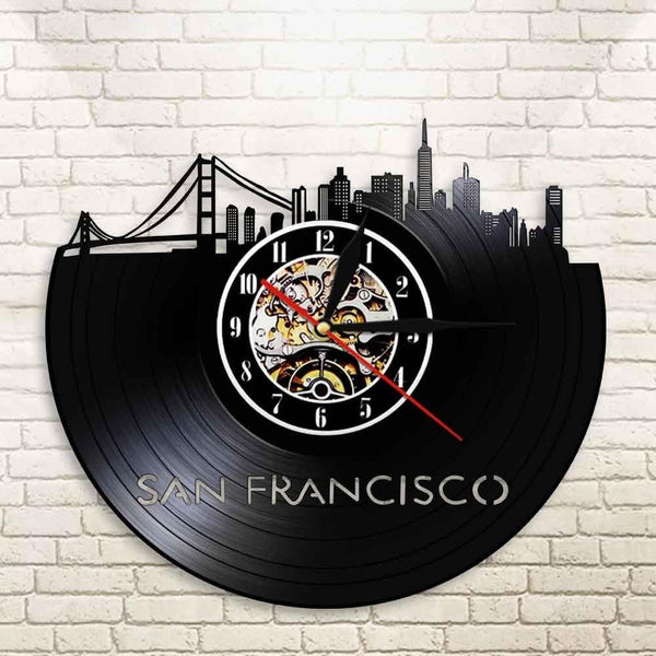 Horloge murale Vinyle San Francisco Temps des Horloges