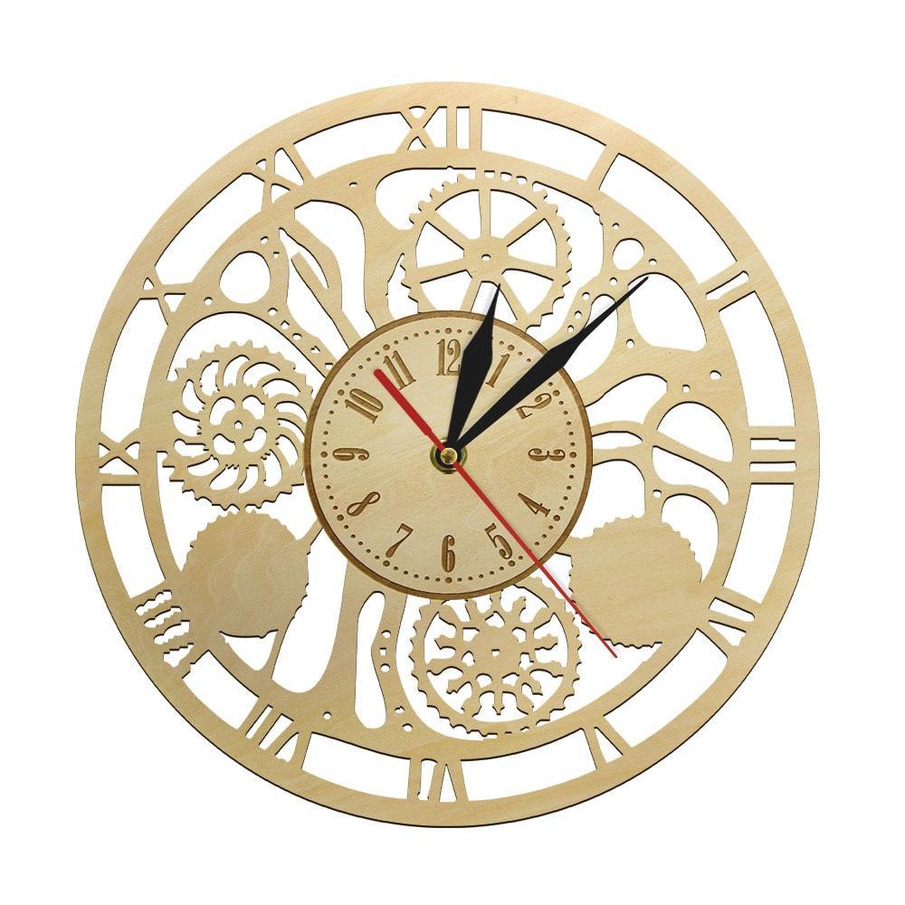 horloge industrielle bois