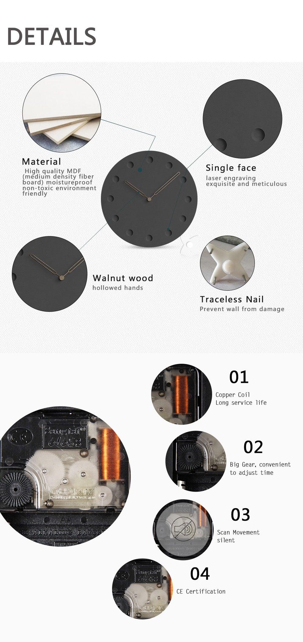 horloge scandinave noir creuse