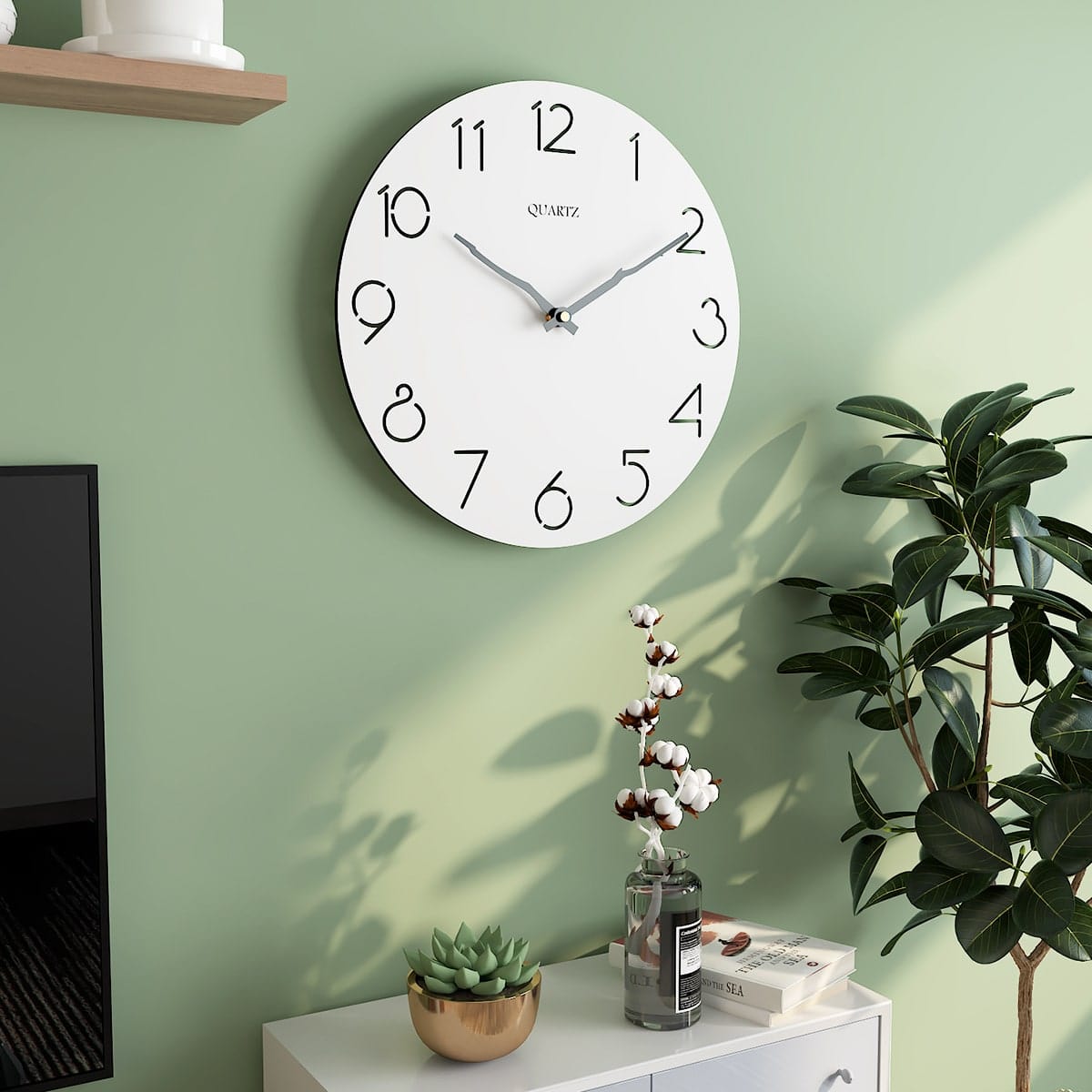 Horloge Murale Blanche Scandinave Moderne Bois Temps des Horloges