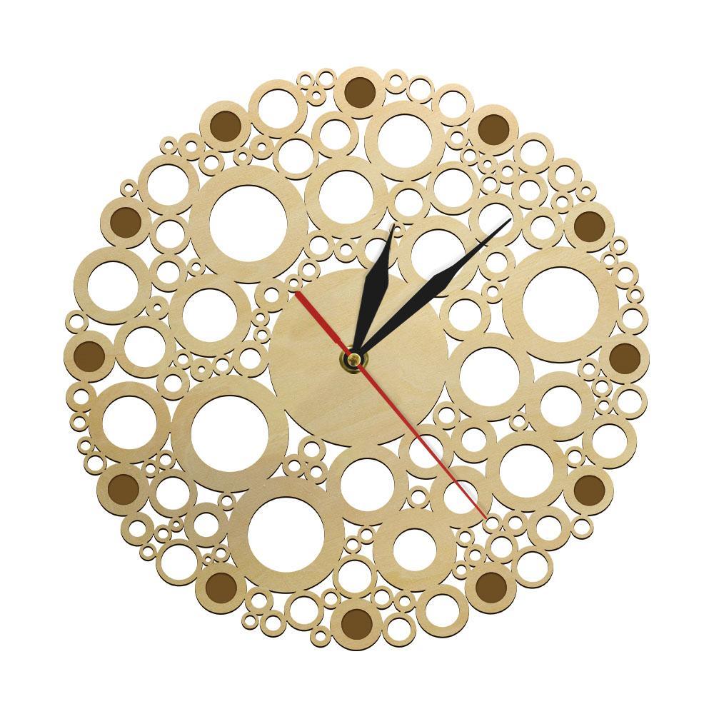 horloge bois bulles rondes