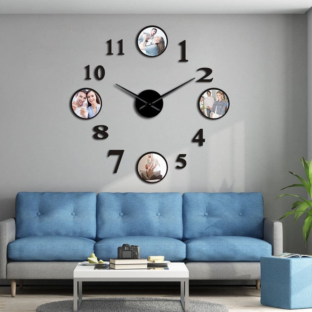 Horloge Murale Cadre Photo Noir Temps des Horloges