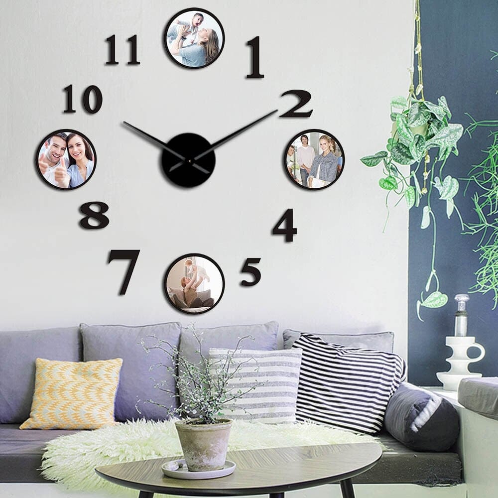 Horloge Murale Cadre Photo Noir Temps des Horloges