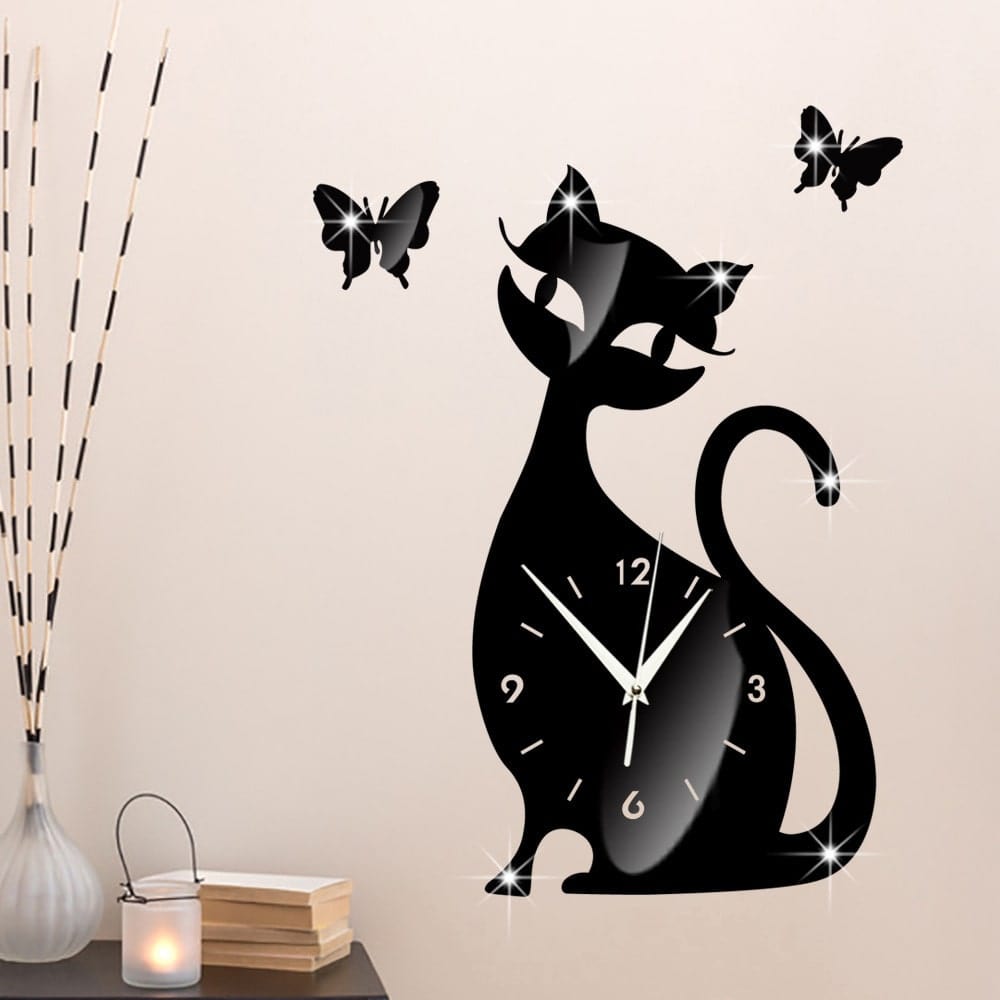 horloge chat noir design original