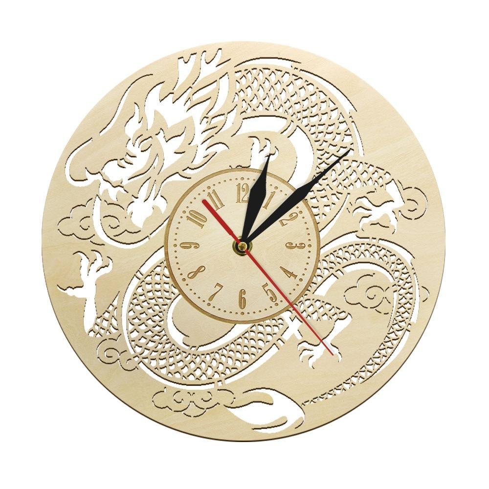 horloge bois dragon chinois