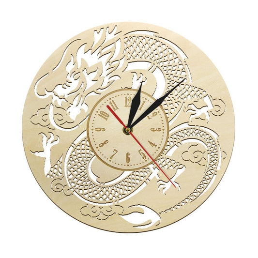 horloge bois dragon chinois