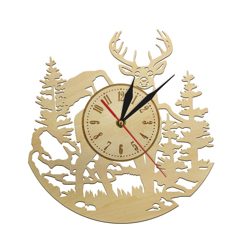 horloge bois cerf