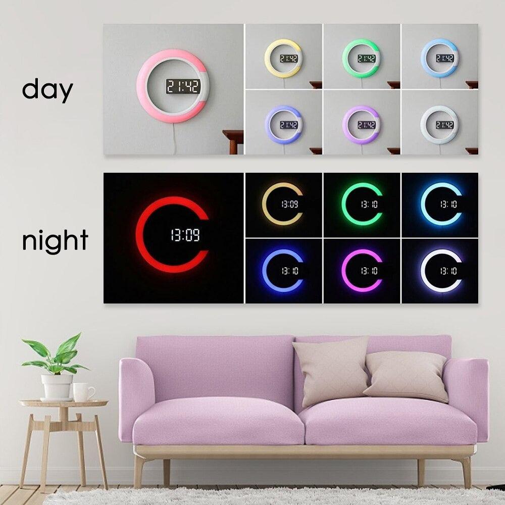 horloge design led blanc effet miroir