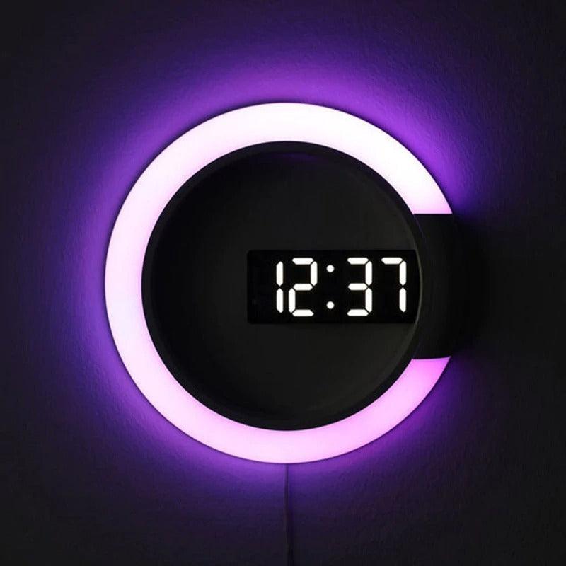 horloge design led blanc effet miroir