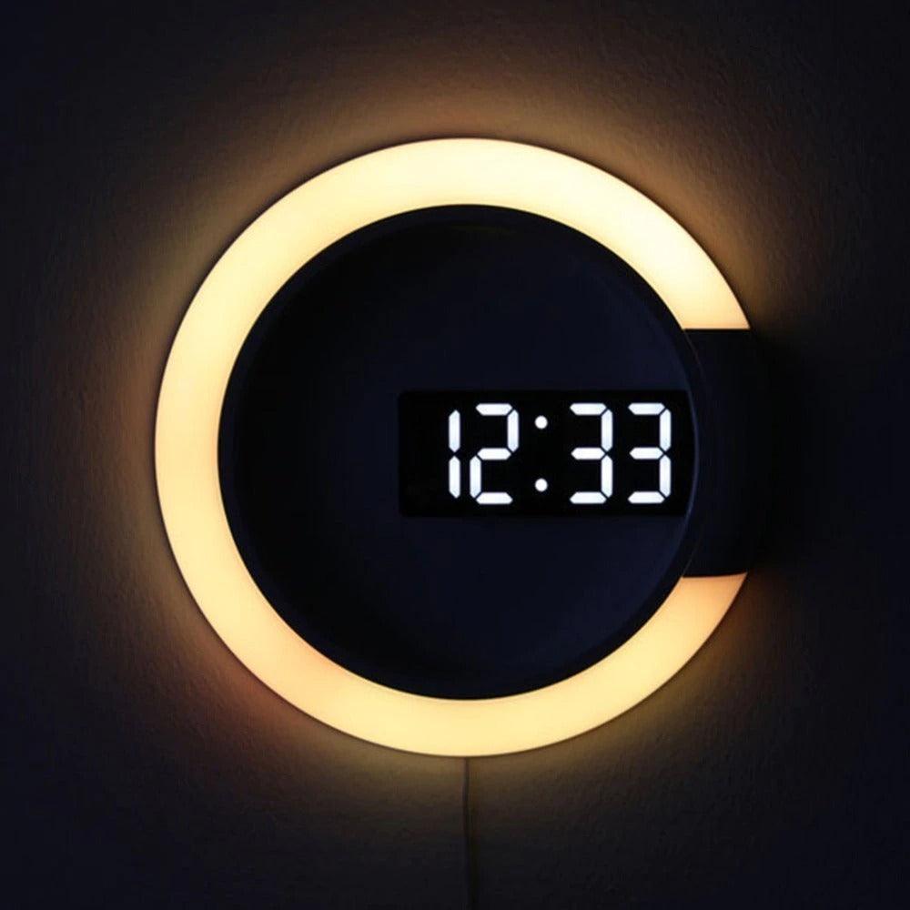 horloge design led blanc effet miroir