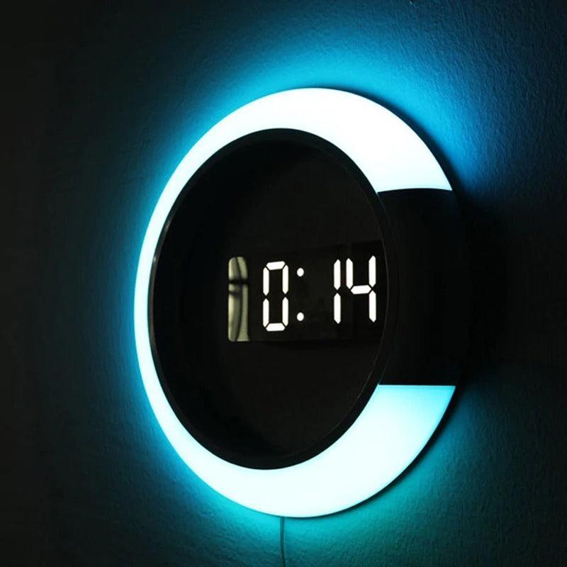 horloge design led blanc effet miroir