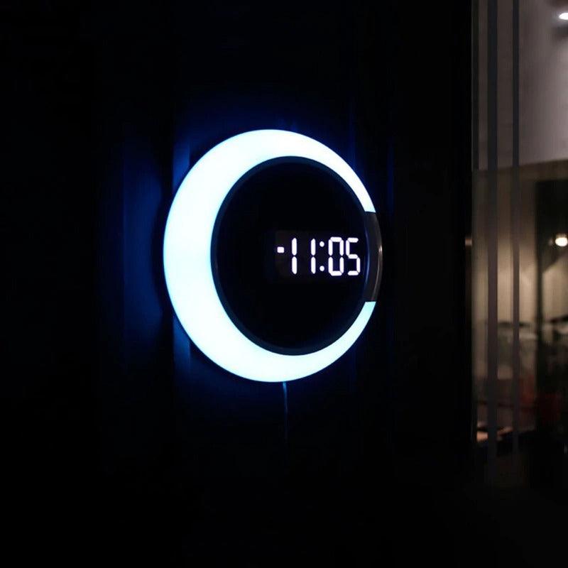 horloge design led blanc effet miroir