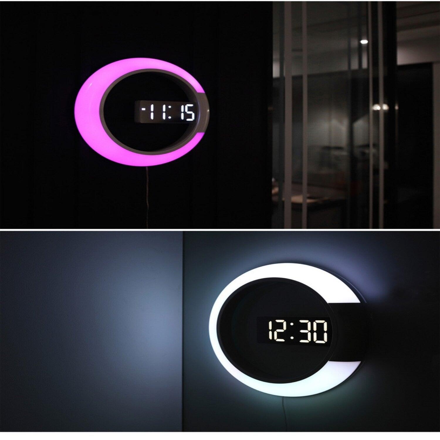 horloge design led blanc effet miroir