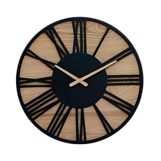 horloge bois et metal noir