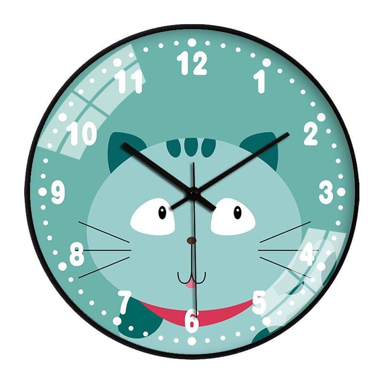 horloge enfant chat vert