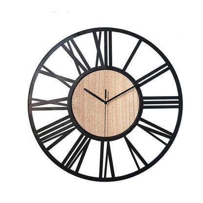 horloge industrielle noir et bois