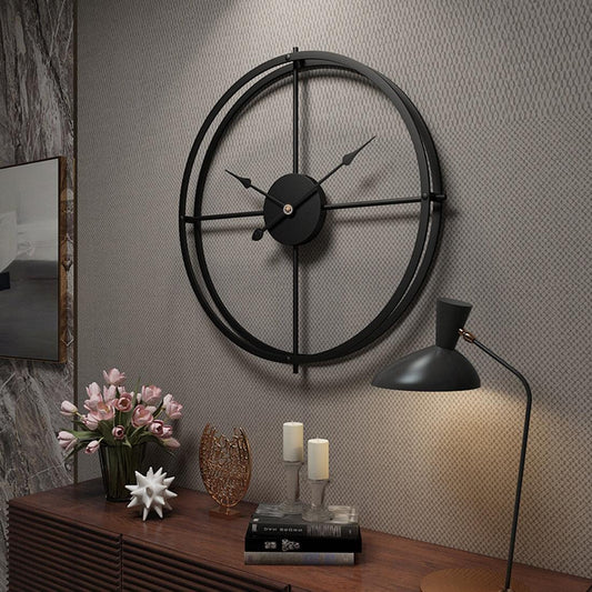 horloge industrielle boussole noir