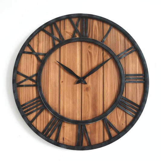 horloge industrielle bois et metal