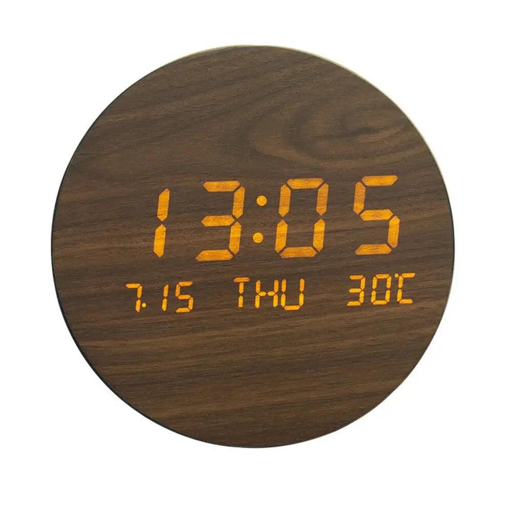 horloge led bois massif