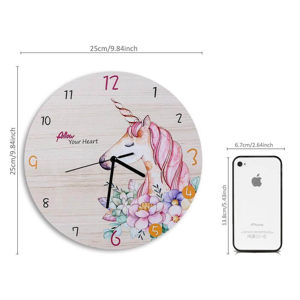 horloge silencieuse licorne