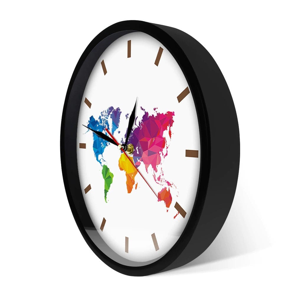 horloge carte du monde multicolore