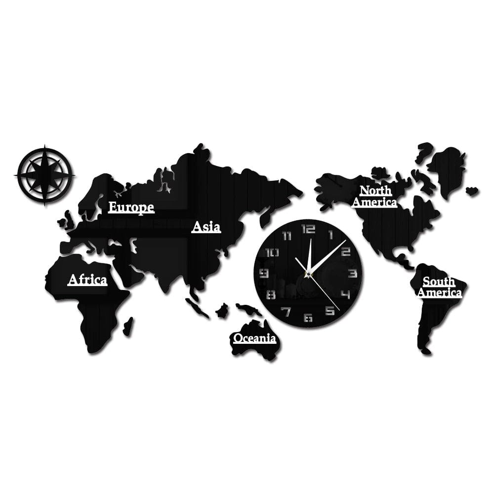 horloge vinyle carte du monde