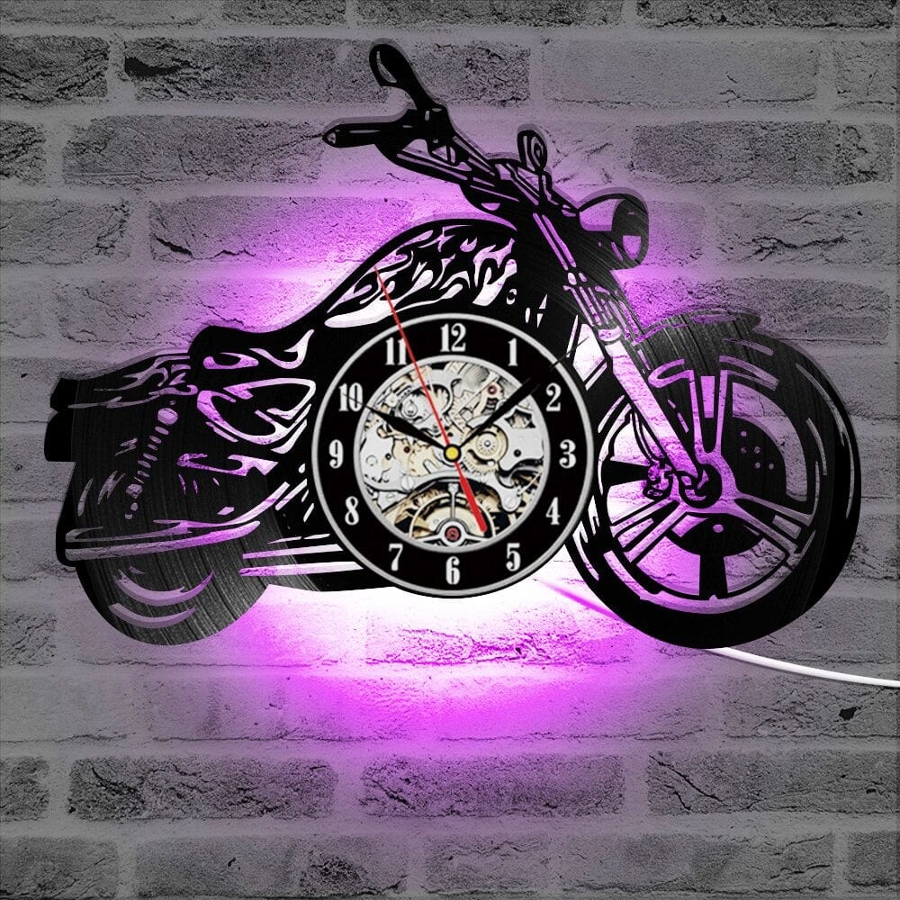 horloge vinyle moto led