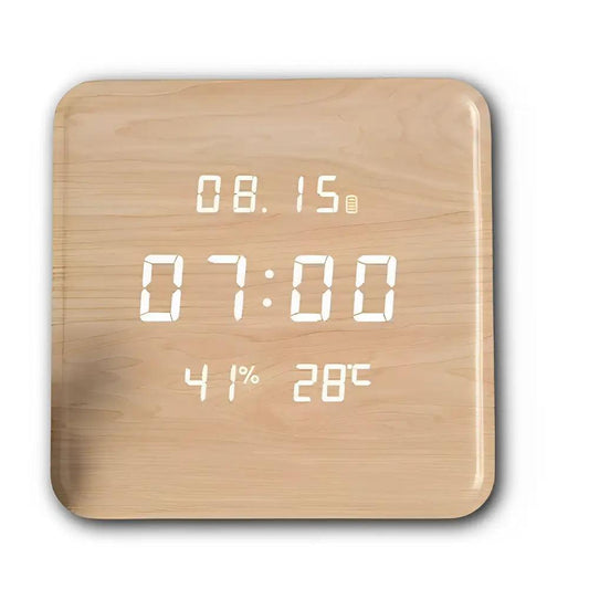 horloge digitale en bois