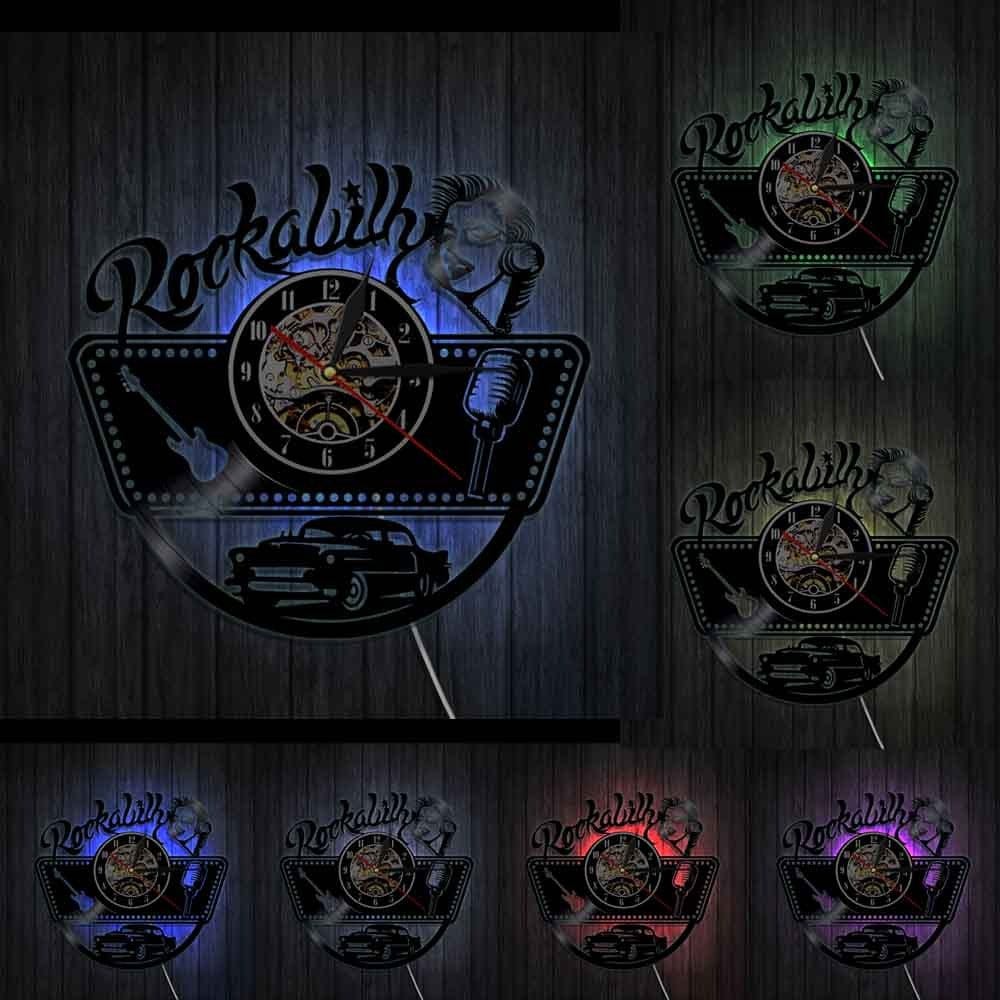 horloge vinyle rockabilly led