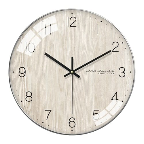 Horloge Murale Ronde Scandinave Bois Verre Temps des Horloges