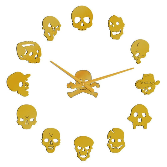 Horloge murale Skull Dorée Temps des Horloges