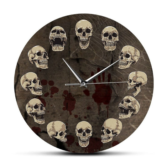 Horloge murale Tête de Mort Halloween Temps des Horloges