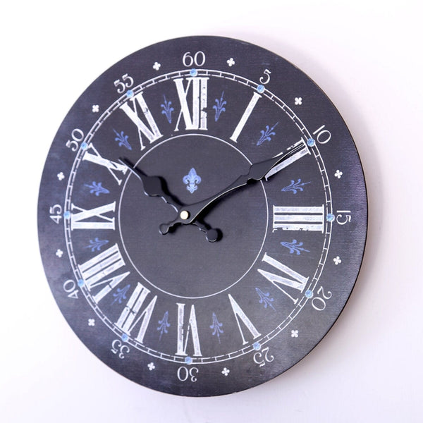Horloge murale Vintage Fleurs de Lys. Temps des Horloges