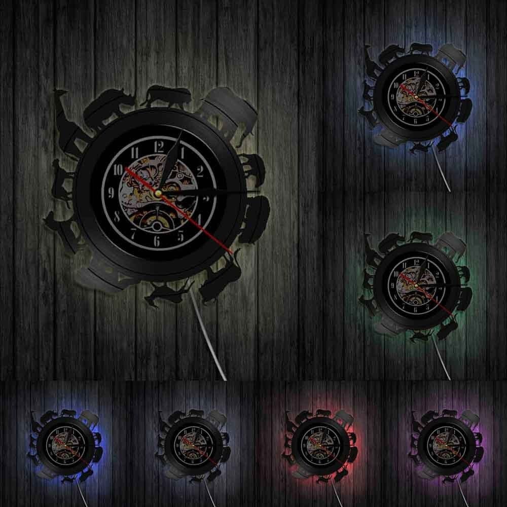 horloge vinyle animaux led