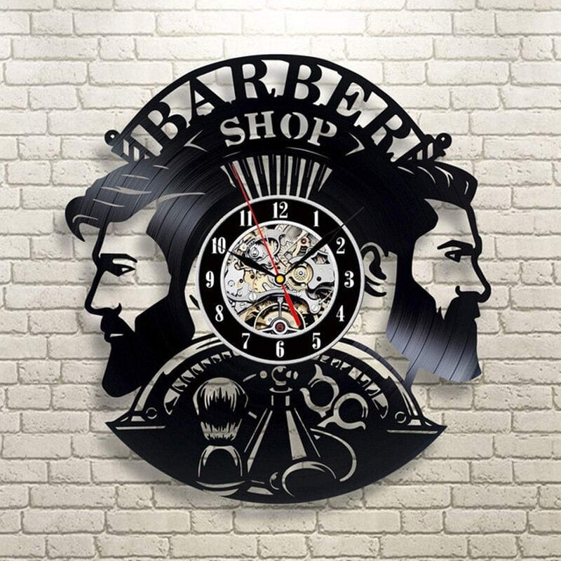 Horloge Murale Vinyle Barber Shop Temps des Horloges