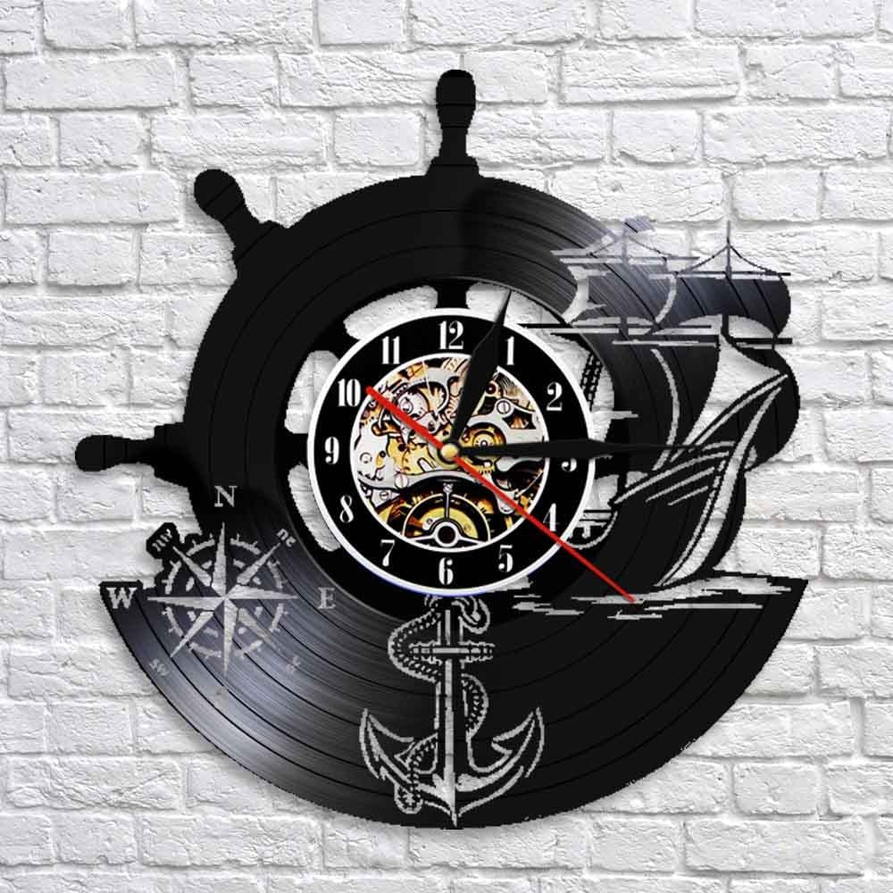 Horloge murale Vinyle Bateau Temps des Horloges